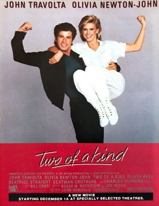 1984 John Travolta Olivia Newton - John Photo " Two Of A Kind " Movie Promo Print Ad