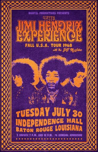 Jimi Hendrix Experience 1968 Tour Poster