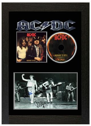 Ac/dc Acdc Signed Framed Poster Display Disc Cd Collectors Picture