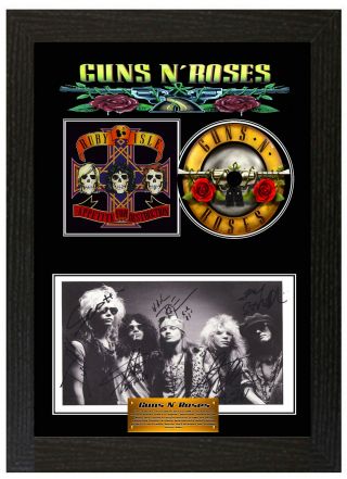 Guns N Roses Slash Axel Rose Framed Signed Disc Cd Display Collectors Picture