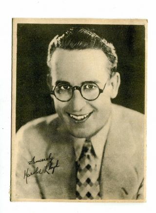 Vintage Early Movie Star Fan Photo Harold Lloyd Actor Printed Signature