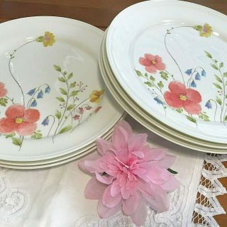 Set Of 6 Mikasa Just Flowers Dinner Plate Floral Wildflower Fine Bone China 4140