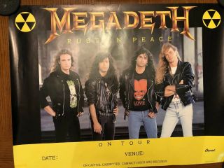 Vintage 1990 Megadeth - Rust In Peace Promo Poster (dave Mustaine,  Nick Menza)