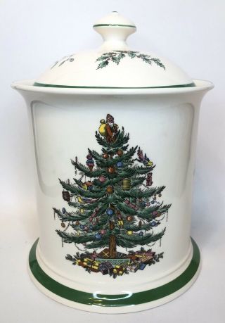 Spode Christmas Tree Cookie Jar With Lid - Made In England