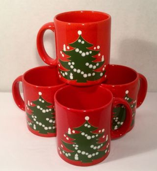 Waechtersbach Christmas Tree Set Of Four 3 3/4” Mugs