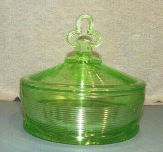 Green Indiana Old English Or Threading Flat Covered Candy Box W Cloverleaf Glows