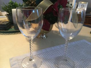 Vintage Crystal D’arques Wine Glasses 6 Twisted Stem That Are 8 Inches Tall.