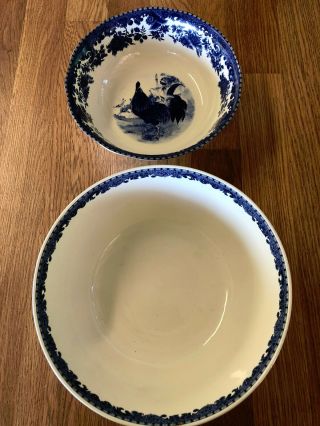 William James Blue Farmyard French Country Bowls Set Of Two