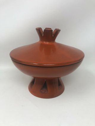 Mid Century Royal Haeger Art Pottery 707 Orange/ Rust Covered Candy Dish