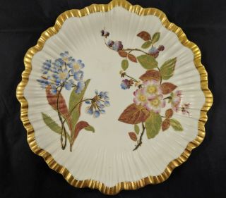 Antique 19th C.  Royal Worcester Blush Ivory Porcelain Hand Painted Plate 8 1/2 "