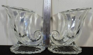 Antique Heisey Warkwick clear glass cornucopia horn of plenty 7 