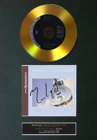 Gold Disc Dire Straits Brothers In Arms Signed Autograph Mounted Print A4 107