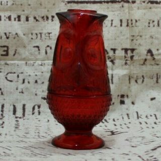Vintage Collectible Ruby Red Viking Art Glass Owl Shaped Fairy Light