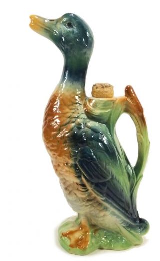 Antique French Majolica Duck Absinthe Decanter Marked St.  Clement Faience Factory