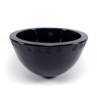 Vtg Sasaki Crystal Glass Bowl Black Geo Ward Bennett 8.  75 " Japan Mid Century Mod