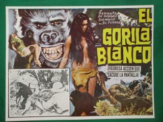 The White Gorilla Monster Sexy Jungle Babe El Gorila Blanco Mexican Lobby Card