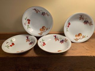 Four Royal Worcester Evesham Gold 8¼ " Coupe Soup Bowls © 1961 A,