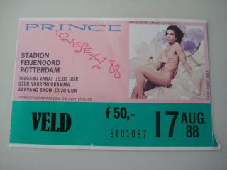 Prince Rotterdam 1988 Lovesexy Tour Concert Ticket Stub Netherlands Holland