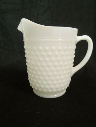 Vintage Large Milk - White Glass Pitcher Hobnail Design 2 Quart 8 " Tall