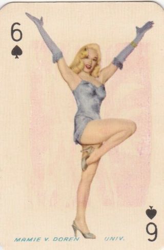 Mamie Van Doren - Hollwood Movie Star Monty Gum Pin - Up 1950s Playing Card/scarce