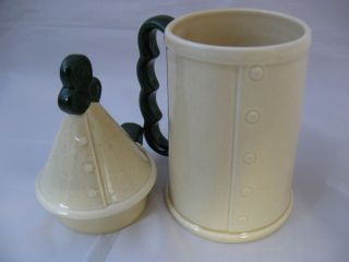 Vintage Metlox Poppytrail California Pottery Green Rooster Mug Stein W/ Lid Top 5