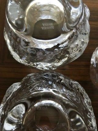 Kosta Boda Set 3 Snowballs Ice Crystal Candle Holder 2 Large and 1 Small 3