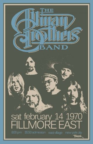 The Allman Brothers Band 1970 Concert Poster