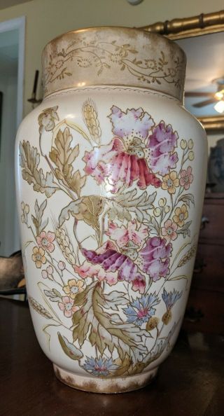 Antique Large 12 " Royal Bonn Vase Gold Gilt Floral Decoration German