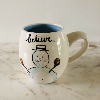 Rae Dunn 2018 Christmas Snowman Mug - Believe.  Let It Snow