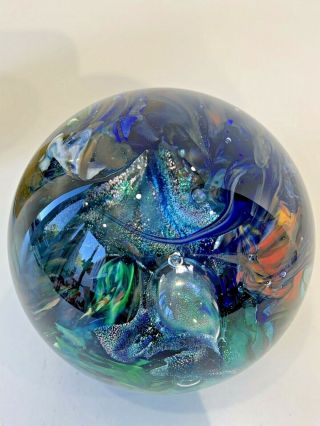 Gorgeous Signed Dichroic Studio Art Glass Paperweight Clark 2