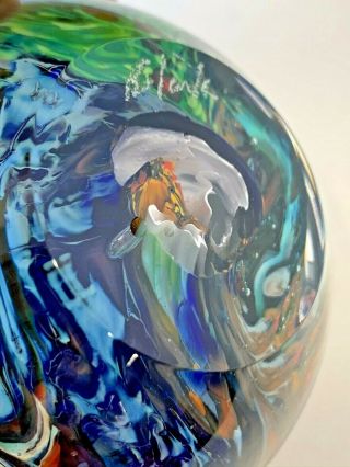 Gorgeous Signed Dichroic Studio Art Glass Paperweight Clark 3