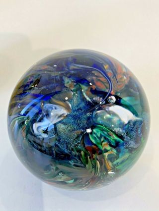 Gorgeous Signed Dichroic Studio Art Glass Paperweight Clark 4