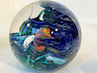 Gorgeous Signed Dichroic Studio Art Glass Paperweight Clark 5