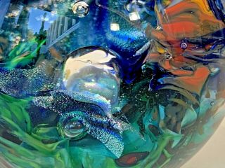 Gorgeous Signed Dichroic Studio Art Glass Paperweight Clark 6