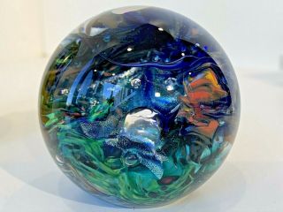 Gorgeous Signed Dichroic Studio Art Glass Paperweight Clark 7