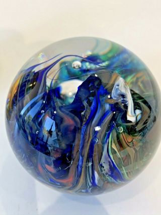 Gorgeous Signed Dichroic Studio Art Glass Paperweight Clark 8