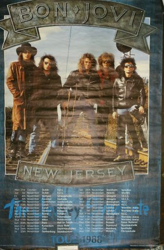 Giant Poster Bon Jovi Jersey World Tour 1988 Europe Aerosmith Motley Crue