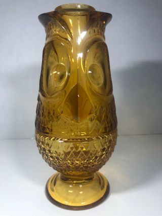 Vintage Viking Glass Owl Fairy Lamp Glimmer - 1960s Amber Gold