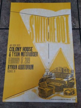 Switchfoot 2/19/19 Ryman Auditorium Hatch Show Print Poster Nashville,  Tn