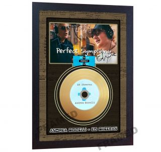 Ed Sheeran & Andrea Bocelli - Mini Gold Vinyl Cd Record Signed Framed Photo Print