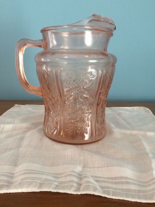 Cabbage Rose Glass Pitcher