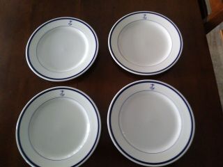 Four (4) Homer Laughlin Anchor Us Navy Dinner Plates 10 Inch
