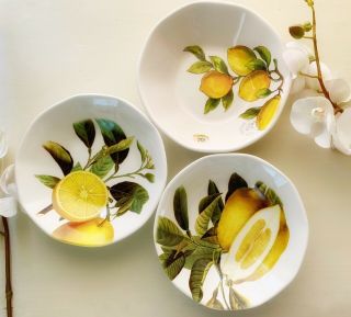 Set Of 3 Valori Home Ceramic Lemons Limones - Made In Italy 8.  5 " Salad Plates