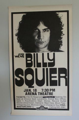 Billy Squier Arena Theater Poster Memorabilia Radio Promo