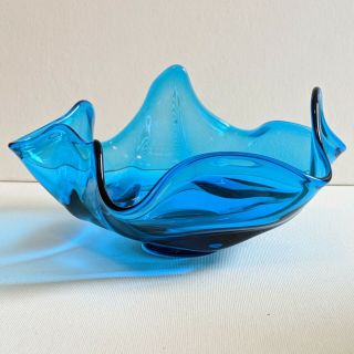 Viking Art Glass Epic Drape Flared 5 " Bowl Bluenique 6806 Mcm Blunique Modern