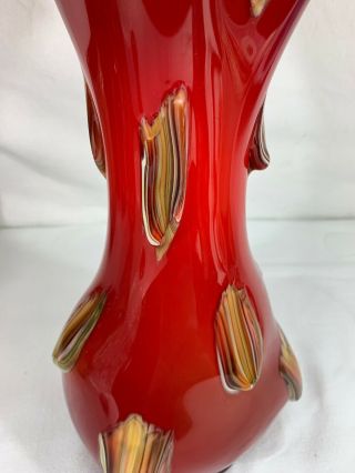 Vintage E.  Zareh Blown Art Glass Vase Sculpture Yellow Red Russia 4