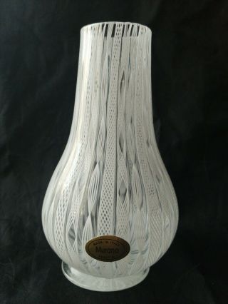 Vintage Murano Italy Art Glass Latticino Italian Mid Century Vase
