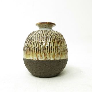 Vtg Mid Century Brutalist Sculpted Architectural Studio Pottery Weed Pot Vase
