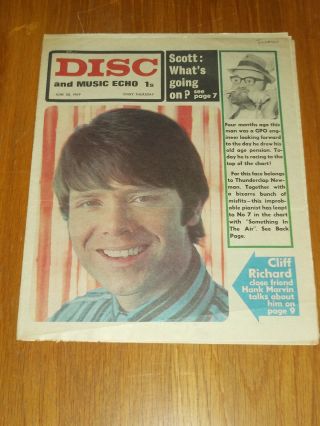 Disc And Music Echo June 28 1969 Cliff Richard Thunderclap Scott Walker