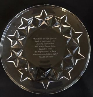 Vintage Tiffany Crystal Plate Nobel Peace Prize Winner Albert Schweitzer Quote